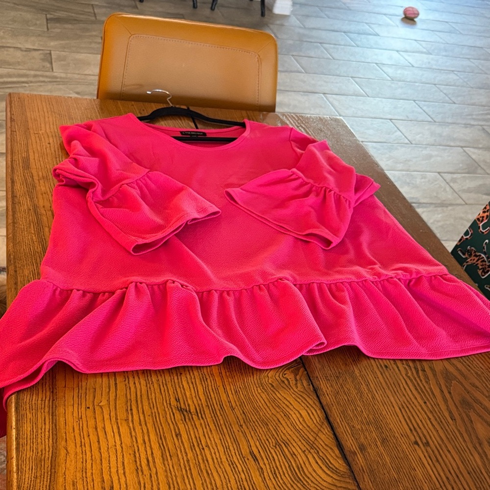 Lane Bryant Fuchsia Ruffle Blouse